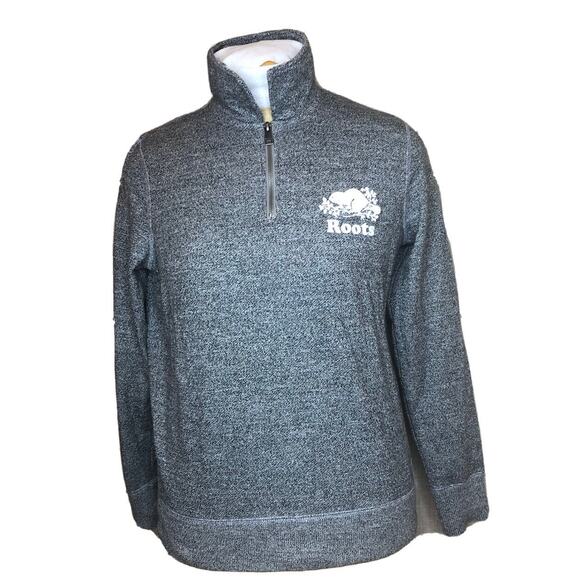 Roots Other - Roots Canadian Heritage Men's Heather Grey Quarter Zip Sweatshirt logo Size M